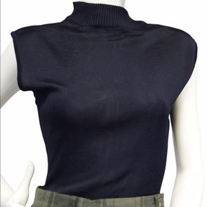 DKNY Mock Neck Navy Body Suit Full Bottom …